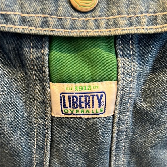 Liberty Denim Overalls with Green Accent - Picture 2 of 6